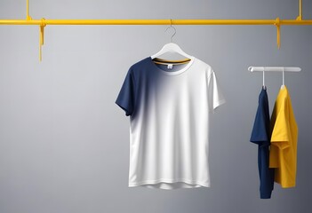 Wall Mural - White t-shirt on hangers. t-shirt mockup