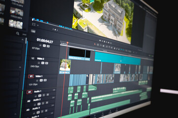 a computer screen with a video edit program working 
