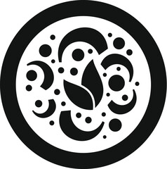 Poster - round black and white icon featuring an abstract floral design, perfect for nature and beauty concep