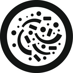 Poster - Simple black and white icon depicting bacteria or virus microorganisms with small particles