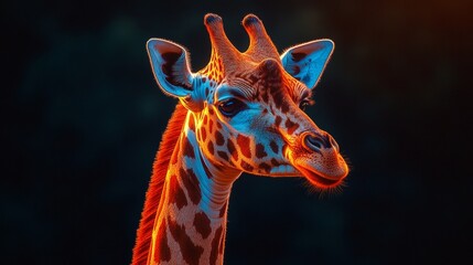 Wall Mural - A giraffe with a long neck and a long tongue