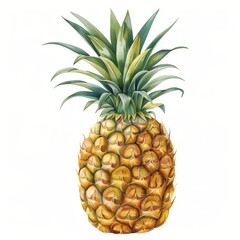 Fresh pineapple over plain background