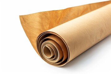 Wall Mural - Brown paper roll with white background space for text