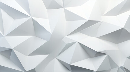 Poster - An abstract geometric background featuring a textured surface of folded white triangles, creating a clean and modern aesthetic suitable for various applications.