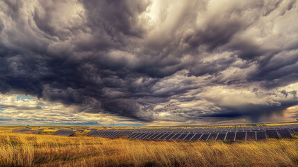 field of solar panels, sustainable energy solutions, green technology, environmental harmony, renewa