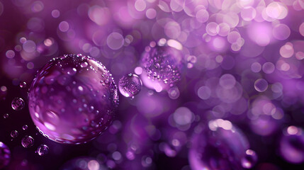Poster - A close-up image of shimmering purple bubbles and droplets, creating a dreamy and ethereal atmosphere with soft light.