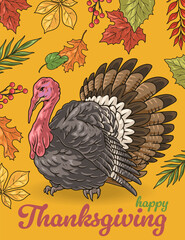 Sticker - Happy Thanksgiving colorful vintage sticker