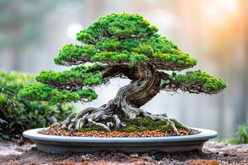 Wall Mural - A bonsai in style, showcasing a slender and elegant trunk