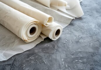 Wall Mural - Baking paper rolls on table