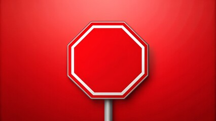 bold red background emphasizes a white stop sign or prohibition symbol, magnified for impact, convey