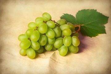 Canvas Print - bunch of grapes on wooden background made by midjourney