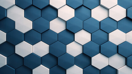 Poster - blue and white hexagonal geometric pattern. abstract background with repeating hexagons in a modern,