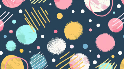 Aufkleber - Abstract colorful circles and lines pattern on dark background, vibrant geometric shapes, modern and playful design.