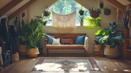 Wall Mural - A room with a white ceiling and a large window