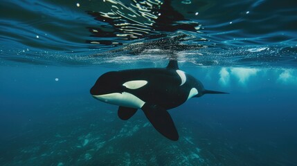 Wall Mural - close-up of orca whale in ocean waters