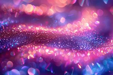 Poster - A mesmerizing array of colorful bokeh lights and glitter creating a magical, enchanting, and festive atmosphere. Perfect for backgrounds and design projects.