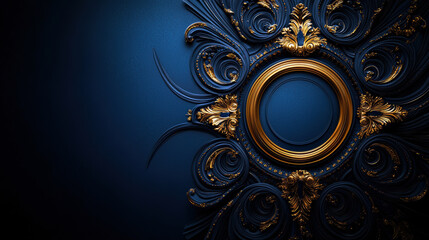 Aufkleber - A blue and gold design with a gold frame