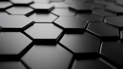 Wall Mural - Black Hexagonal Pattern Background - Technology Concept