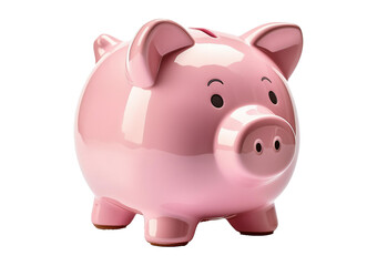 concept of preserving and saving money. Pink piggy bank isolated on a transparent or white background.