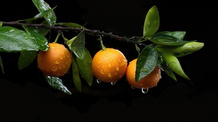 Orange plant branch with fruit