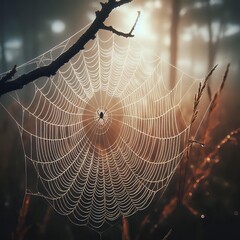 spider web with dew drops
