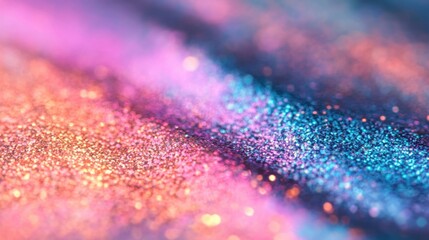 Poster - Close-up view of shimmering holographic foil textures showcasing vibrant colors and intricate patterns