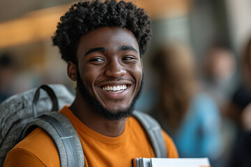 Portrait of smiling black student, teenage boy