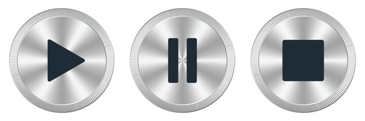 Poster - Play, pause, and stop buttons. Set of media player icons. Vector illustration