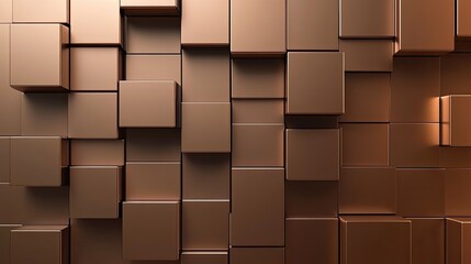 Poster - Modern 3D brown background with geometric tiles and a warm, reflective sheen.