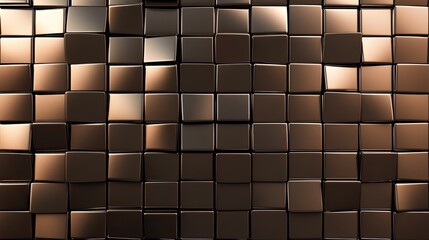 Poster - Modern 3D brown background with geometric tiles and a warm, reflective sheen.