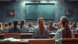 © Miumzlik - Students Engaged in Note-Taking During University Lecture in a Modern Classroom Setting