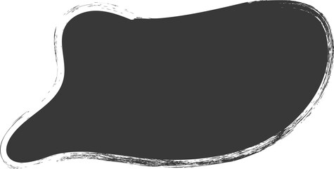 Poster - brush stain, abstract paint shape with grunge texture. round black ink splash. irregular organic blo