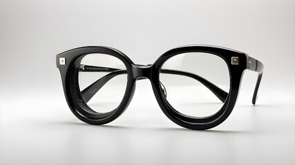 Black large scale glasses on white background