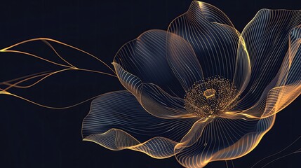 Poster - A stunning artistic representation of a flower, featuring delicate lines and a glowing design against a dark background.
