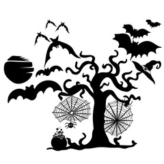 Halloween Tree with Bats