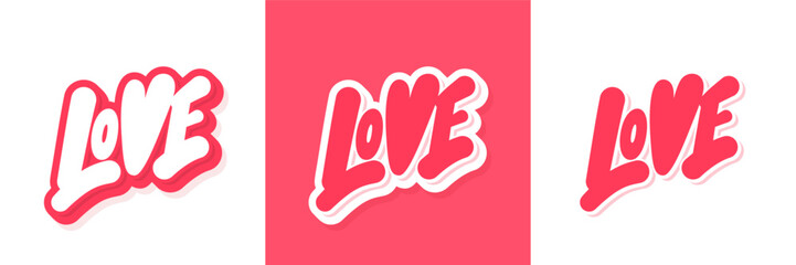 Wall Mural - Love. Handwritten vector lettering stickers set.