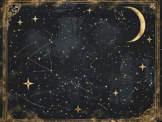 Wall Mural - enchanting celestial frame with starry night sky and mystical constellations