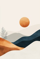 Poster - A minimalist abstract background with simple shapes and a monochromatic color scheme, emphasizing elegance and simplicity