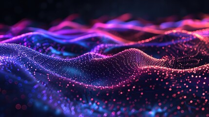 Poster - Vibrant abstract waves of color and light create a mesmerizing digital landscape, evoking motion and energy in a stunning visual display.