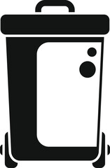 Poster - Simple black icon of a modern trash bin with wheels, conveying concepts of waste disposal and recycling