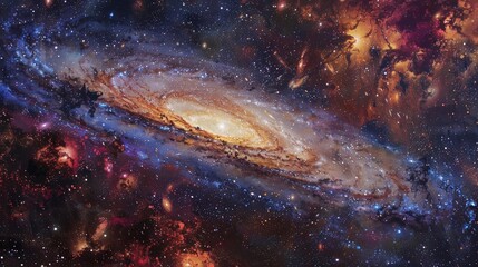 Wall Mural - A stunning galaxy swirling in vibrant colors, showcasing the beauty of the cosmos and the mysteries of deep space.