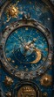 © Thares2020 - Ornate Celestial Clock with Zodiac Signs and Cosmic Cycle of Time