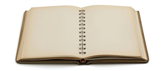 Fototapete - Two open notebooks displayed on a blank white background allowing for copy space image
