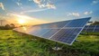 © jitthanant - Bright sun over a row of solar panels, emphasizing sustainable energy generation, Sunlight Photocells Electricity, Green Power Solution