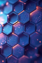 Poster - An abstract background with hexagonal patterns and cool tones, evoking a futuristic and technological aesthetic