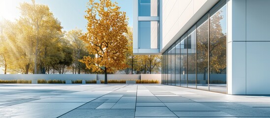 Aufkleber - Modern architectural exterior with an empty ground floor featuring a copy space image
