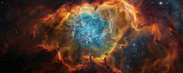 Wall Mural - A stunning cosmic nebula showcasing vibrant colors and star formation, capturing the beauty of the universe.
