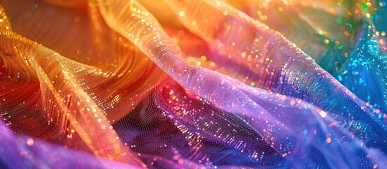 Leinwandbilder - Introducing a dazzling fabric with rainbow sparkles on a mesh net for a standout look in any crowd perfect for backgrounds patterns or textures in your copy space image