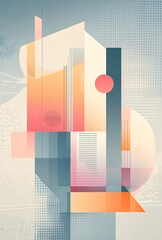 Poster - An abstract illustration with geometric shapes in pastel colors, forming a modern and minimalist background