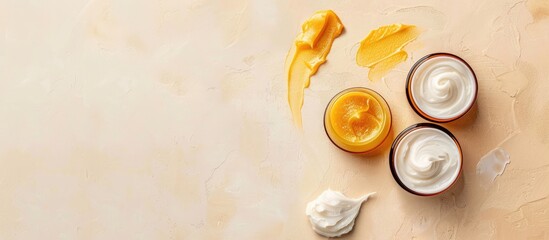 Poster - Samples of moisturizer products with copy space image